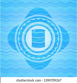 barrel icon inside water wave representation style badge.