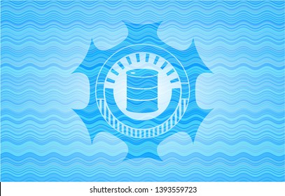 barrel icon inside water wave representation badge.