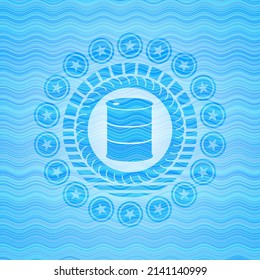 barrel icon inside water wave representation emblem background. 