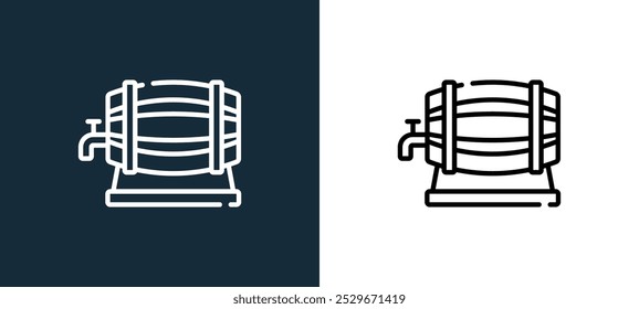 barrel icon isolated on white and black colors. barrel outline linear vector icon from beer collection for mobile apps, web and ui.