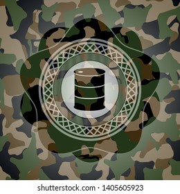 barrel icon on camouflage pattern