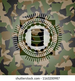 barrel icon on camouflaged pattern