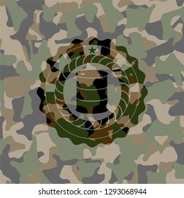 barrel icon on camouflaged pattern