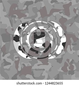 barrel icon on grey camouflaged pattern