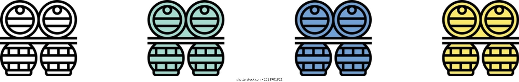 barrel icon. Outline, Green, Blue and Yellow Style Design Isolated On White Background