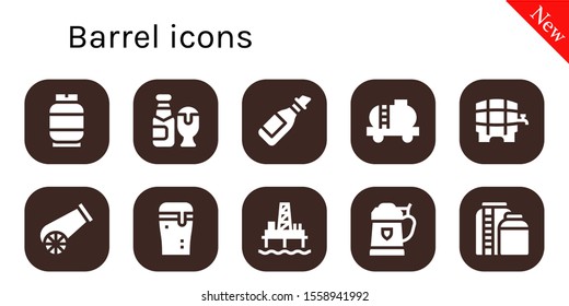 barrel icon set. 10 filled barrel icons.  Simple modern icons about  - Gas, Beer, Oil, Tank, Cannon, Oil pump
