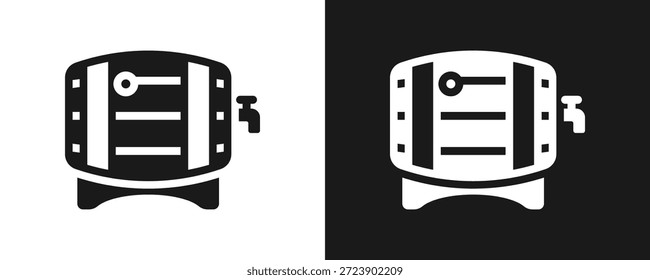 Conjunto De Iconos De Barril Glifo En Fondo Blanco Y Negro