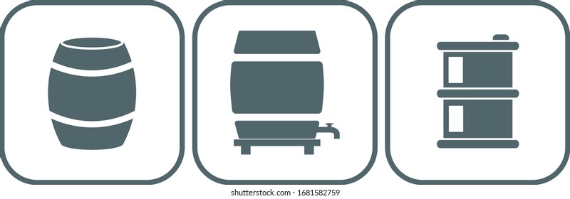 Juego de iconos de barril. Ilustración del vector
