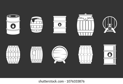 Barrel icon set vector white isolated on grey background 