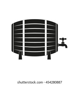 Barrel icon with tap. Beer or wine barrel. Vector illustration.