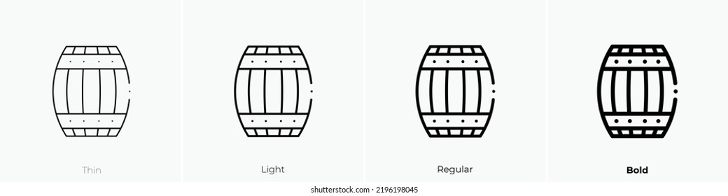 barrel icon. Thin, Light Regular And Bold style design isolated on white background