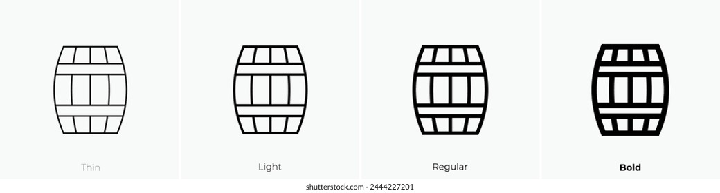 barrel icon. Thin, Light Regular And Bold style design isolated on white background