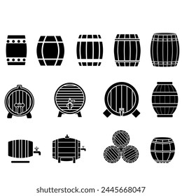 Barrel icon vector set. Wine illustration sign collection. Wine barrel symbol or logo.
