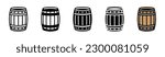 Barrel icon vector set. Wooden keg icons in thin line, flat, and color style with editable stroke on white background. Beer and brewing sign and symbol. Vector illustration