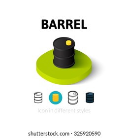 Barrel icon, vector symbol in flat, outline and isometric style