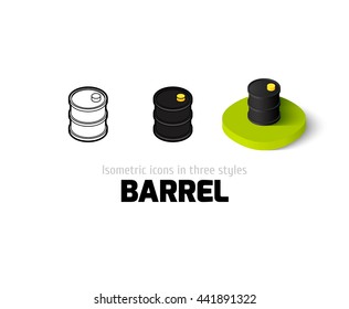 Barrel icon, vector symbol in flat, outline and isometric style