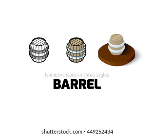 Barrel icon, vector symbol in flat, outline and isometric style