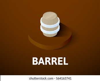 Barrel icon, vector symbol in flat isometric style isolated on color background
