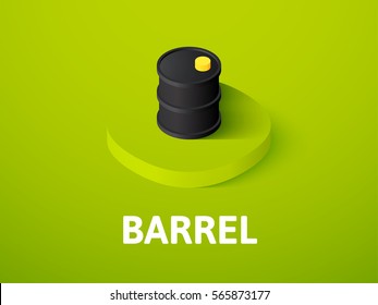 Barrel icon, vector symbol in flat isometric style isolated on color background