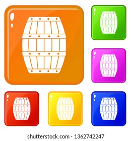 Barrel icons set collection vector 6 color isolated on white background