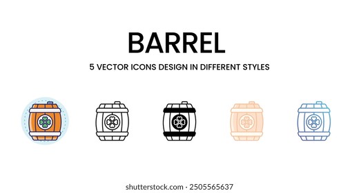 Conjunto de iconos de barril de Ilustración vectorial. Vector stock