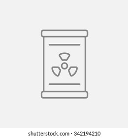 Barrel with ionizing radiation sign line icon for web, mobile and infographics. Vector dark grey icon isolated on light grey background.