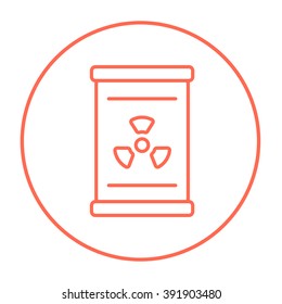 Barrel with ionizing radiation sign line icon.