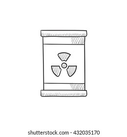 Barrel with ionizing radiation sign vector sketch icon isolated on background. Hand drawn Barrel with radiation sign icon. Barrel with radiation sign sketch icon for infographic, website or app.