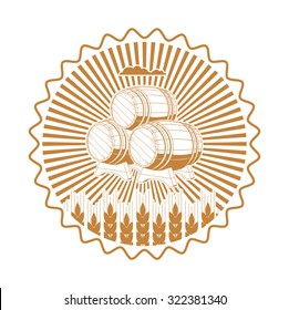 Barrel label in wheat ears.