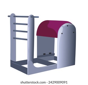 The barrel ladder is a Pilates machine.
White background.
Vector illustration