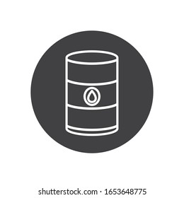 diseño de iconos de estilo de línea de barril, industria petrolera, tecnología de combustible de gas, producción industrial y tema del petróleo. Ilustración de vectores
