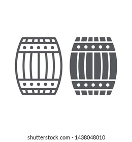 Barrel line and glyph icon, container and storage, wooden keg sign, vector graphics, a linear pattern on a white background, eps 10.