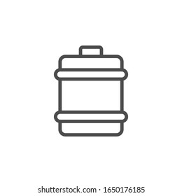 Barrel line outline icon and liquid container