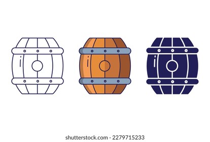 barrel line and solid vector icons