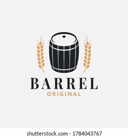 Barrel logo with wheat on white background