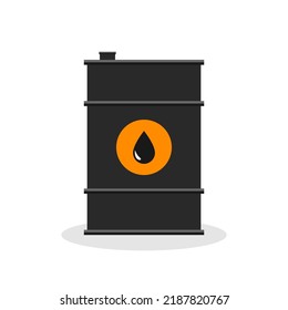 Barrel oil. Barel drum icon. Container with fuel, petrol and crude petroleum. Logo for industry, trade and pollution. Metal tank for production and export on stock. Vector.