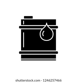 Barrel of oil black icon, vector sign on isolated background. Barrel of oil concept symbol, illustration 