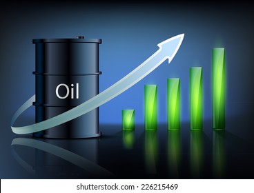 barrel of oil and business graph