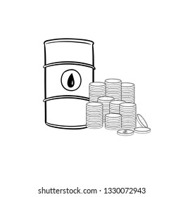 barrel oil coins doodle vector
