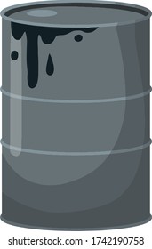 Barrel of oil. Combustible fossil fuel. Petroleum packaging. Black Tank with gasoline. Resource-based economy and industry.