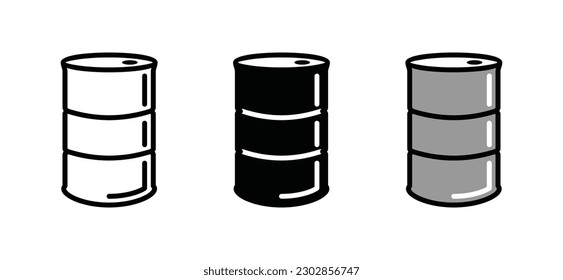 Behälter-Ikone für Barrel- oder Öltrommel in dünner Linie, flach und farbig mit bearbeitbarem Strich auf weißem Hintergrund. Bier und Brauzeichen und Symbol. Vektorgrafik