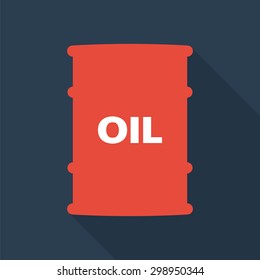 Barrel of oil, flat style icon with long shadow, vector illustration, eps 10.