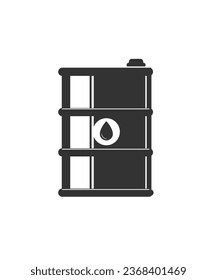 Barrel or oil fuel icon vector or crude gasoline steel can and chemical container gallon flat cartoon graphic illustration isolated on white