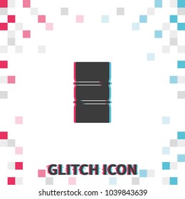 Barrel of oil  glitch effect vector icon.