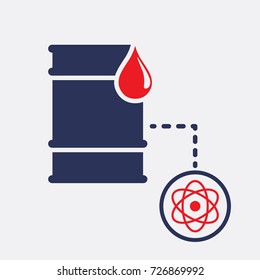 Barrel Oil Icon and Chemical Symbol. Flat Isolated Graphic Vector Sign