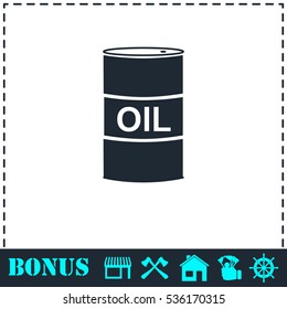 Barrel oil icon flat. Simple vector symbol and bonus icon
