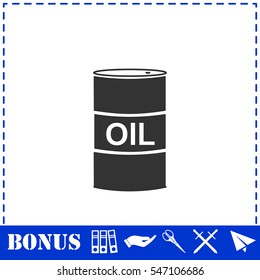 Barrel oil icon flat. Simple vector symbol and bonus icon