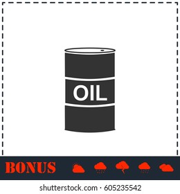 Barrel oil icon flat. Simple vector symbol and bonus icon