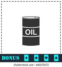 Barrel oil icon flat. Simple vector symbol and bonus icon
