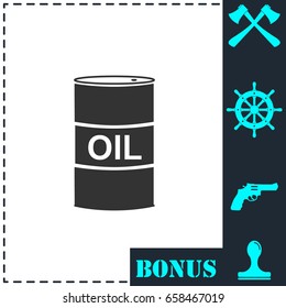 Barrel oil icon flat. Simple vector symbol and bonus icon